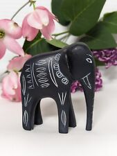 hand carved black and white elephant figurine  picture