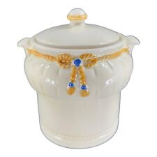 Vintage Porcelier Vitreous China Art Deco Canister Cookie Jar Rope Ribbon W Lid picture
