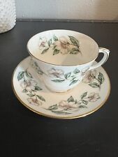 Royal Victoria Cup and Saucer Set Fine Bone China From England  White Flowers picture