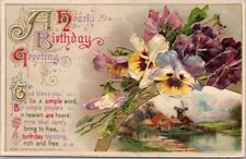 Vintage Winsch HAPPY BIRTHDAY Embossed Postcard Flowers / Windmill / Dated 1913 picture