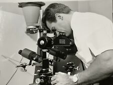 Bm) Found Photograph Artistic Handsome Man Looking Through Big Microscope  picture