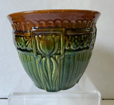 Vintage Brush McCoy Pottery Planter Tulip Brown Jardiniere Planter #257 Gloss picture
