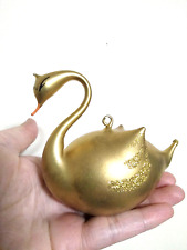 ^*Antique VTG MOUTH BLOWN HandPainted GLITTER GOLD SWAN CHRISTMAS ORNAMENT ITALY picture