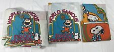 Vintage 70s Sears Snoopy Disco Full Sheet Set Flat Fitted Pillowcases Peanuts picture