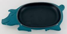 Williams Sonoma Williams Sonoma Pig Shaped Cast Iron Plate Platter Teal NEW picture