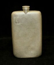 ANTIQUE PEWTER FLASK MADE IN ENGLAND CIRCA LATE 1890s ENGRAVED 