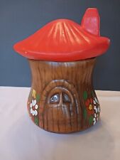 70’s Retro Vintage Mushroom Cookie Jar Hand-Painted Ceramic Granny Grandma Orang picture