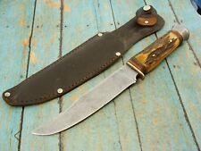 VINTAGE BONSA GERMANY STAG FIXED BLADE GERMAN HUNTING KNIFE SET KNIVES TOOLS picture