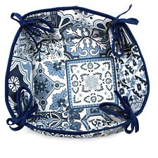 100% Cotton Blue Tile Azulejo Bread Basket picture