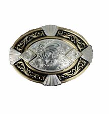 Montana Silversmiths Silver Plate Oval Floral Cowboy Buckle Silver, Gold, Black picture