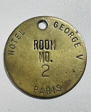 Antique Brass Hotel Key Fob HOTEL GEORGE V Paris France Room #2 picture