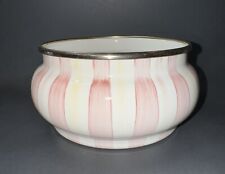 Vtg MacKenzie-Childs Pink & White Striped Metal Pot Bowl Thistle Mark picture