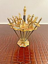 Vintage Toledo Brass Cocktail Set of 10 Swords with Decorative Stand picture