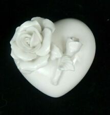 Porcelain Ivory Heart w/Roses Trinket Box  picture
