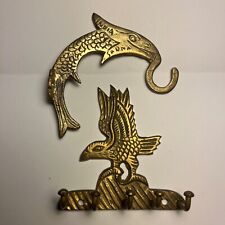 Vintage Solid Brass Eagle and Sarna India Fish Hooks picture