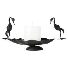 Handmade Hammering Wrought Iron Swan Pair Candle Stand Antique Collectible Art picture