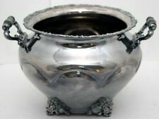 EG Webster Antique Silver-plate Footed Serving Bowl Handles 1800s Holloware Rare picture