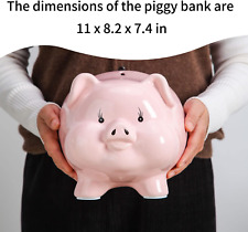 Ceramic Coin Bank PIG WORLD 11'' Large Piggy Bank for Adults Must Break to Open picture