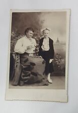 Cabinet Card Photo Portrait Woman with Young Girl Mother or Grandmother die cut picture
