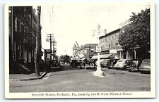 1930s PERKASIE PENNSYLVANIA SEVENTH STREET MARKET STREET BUSINESS POSTCARD P4160 picture