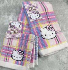 Sanrio Hello Kitty Dress Tartan Face Hand Towle Set Of 2 50th Anniversary New picture