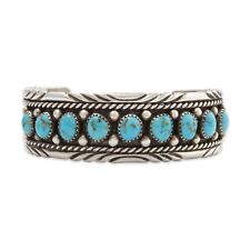 NATIVE CHESTER CHARLEY STERLING KINGMAN TURQUOISE NAVAJO CUFF BRACELET 7.25