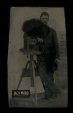 Rare 1860s 1870s Tintype Photographer Posing with His Camera Outdoor Studio picture