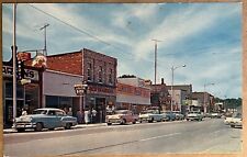 St Ignace Michigan State Street Rexall Drug Store Old Cars VTG Postcard c1960 picture