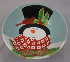 Fitz and Floyd Holly Berry Snowman Serving Bowl New With Box  picture
