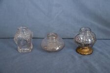 Three Vintage Miniature Kerosene Lamp Body Fonts Crystal Glass Embossed Floral picture