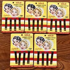 Vintage 1951 SOLO Rubber Tipped Bobby Pins Lot of 5 Packs of 20Each NOS picture