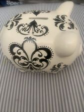 2010 Target Pig Piggy Coin Money Bank White & Black Scroll Design picture
