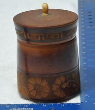 Vintage Hand Carved Wood Canister/box/trinket Box/container With Lid Floral picture