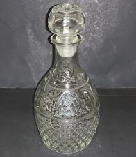 Vintage Whiskey Wine Exquisite CUT GLASS DECANTER Etch Crown Royal Grape Stopper picture