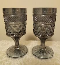 Vtg Pair Anchor Hocking Wexford Smoke Claret Wine Glasses picture