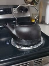 Vintage Cast Iron Tea Kettle No Lid Spiral Handle Sturdy Cleaned And Seasoned picture