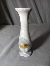 Vintage Gray & White Swirl Genuine Marble Bud Vase MCM 4.5 Inch No Chips picture