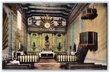 c1940 Interior Original Altar Old Mission San Miguel California Vintage Postcard picture
