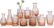Amber Glass Bud Vase Set of 10 - Small for Flowers, Bud - in Bulk, Cute Mini Vin picture