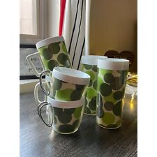 6 piece vintage MCM West Bend Thermo-Serve mugs tumbler green polka dot picture