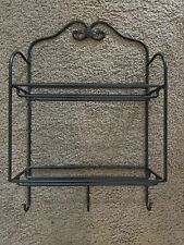 Longaberger Foundry Wrought Iron 2 Tier Rack with 3 Hooks Retired Good Cond picture