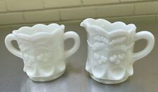 Westmoreland Milk Glass Sugar & Creamer Set Cherry & Cable Pattern  picture