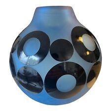 Steven Correia Limited Edition 2001 Blue With Black Circle Vase Signed And # picture