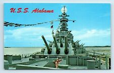 Postcard USS Alabama, Mobile Bay Causeway, Mobile AL R84 picture