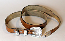 SZ. 36 Fine Belt Mounted with Calvin Begay Navajo Sterling Buckle. Keepers & Tip picture