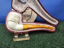 MBSD Freehand Featherweight Carved Bent Block Meerschaum Clincher Pipe, Case picture