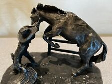 Vintage 1974 Philip Kraczkowski Worcester Pewter Statue Bucking Bronco cowboy picture