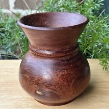 Vintage Mid Century Modern Hand Crafted on Lathe Swirl Wooden Vase 5.5
