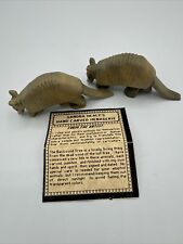 2 Hand crafted Armadillos By Sandra Healy- Made From Basswood Signed And Dated H picture