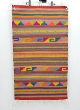 Vibrant Hand Woven Zapotec Indian Mexican Wool Rug Oaxaca Wall Hanging 40